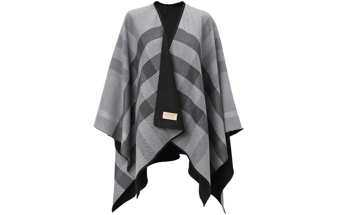 Burberry FW22 Wool Reversible Poncho Jacket Charcoal