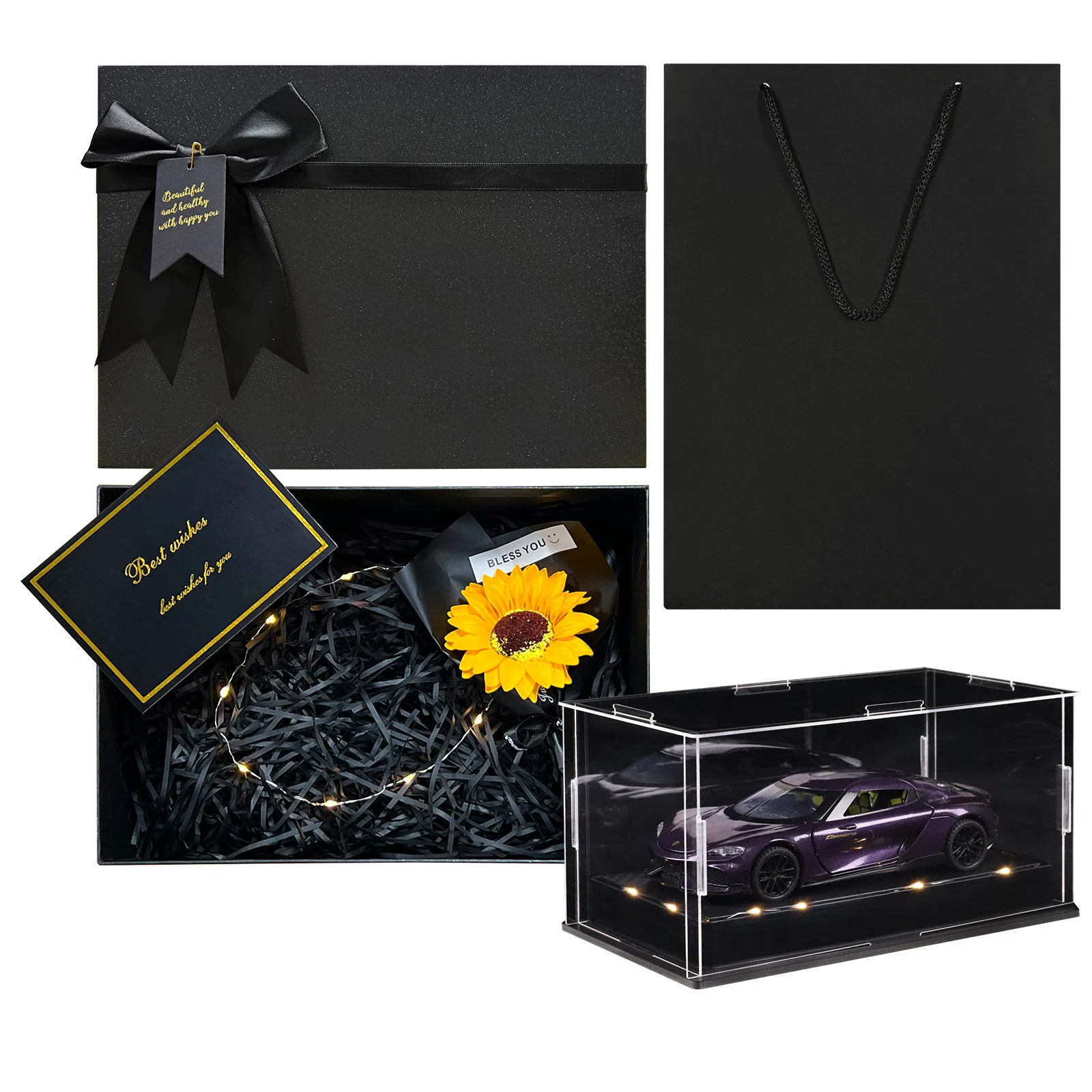 金车将 柯尼塞格 双子座 仿真合金车模 氛围感灯光展示礼盒礼袋 成品模型