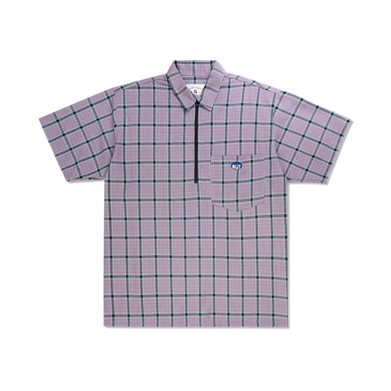 MIND ERROR Plaid Polo Shirt Purple