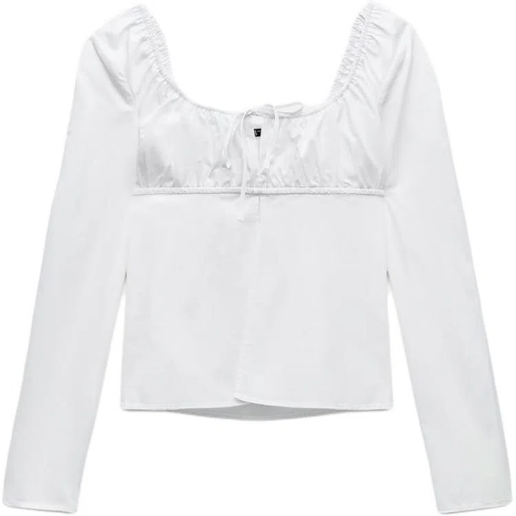 ZARA Square Neck Bow Shirt