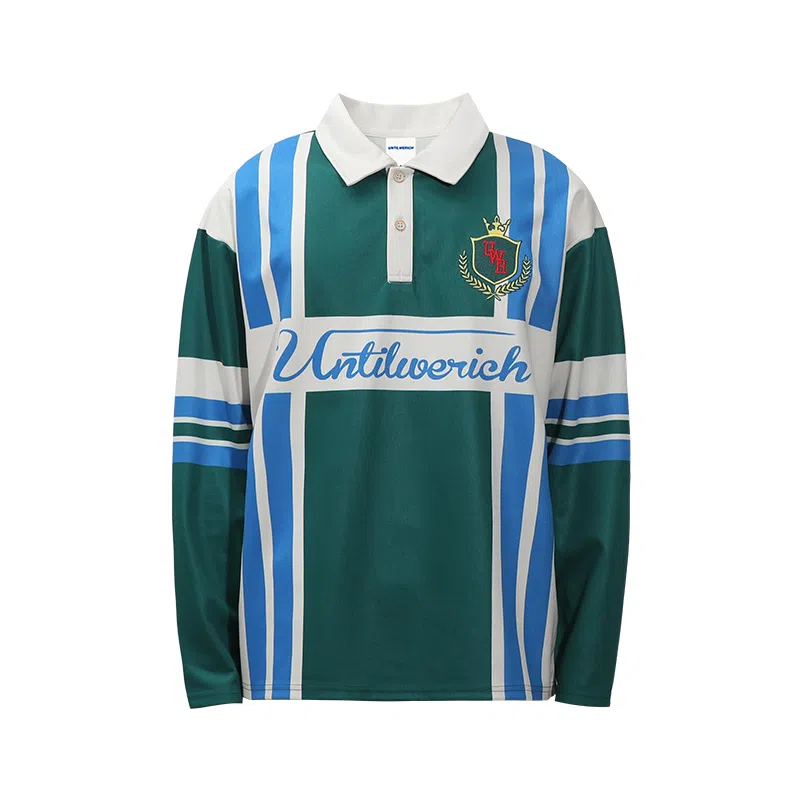 UNTILWERICH Patchwork Long Sleeve Polo Green