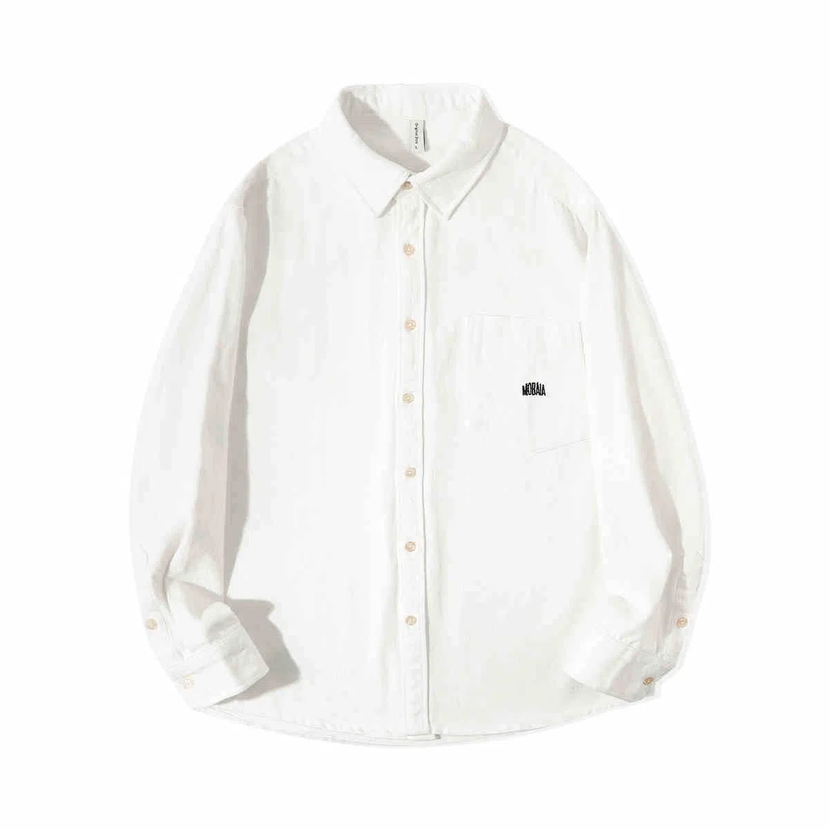 重磅基础 字母纯色翻领纽扣宽松落肩长袖衬衫 女款