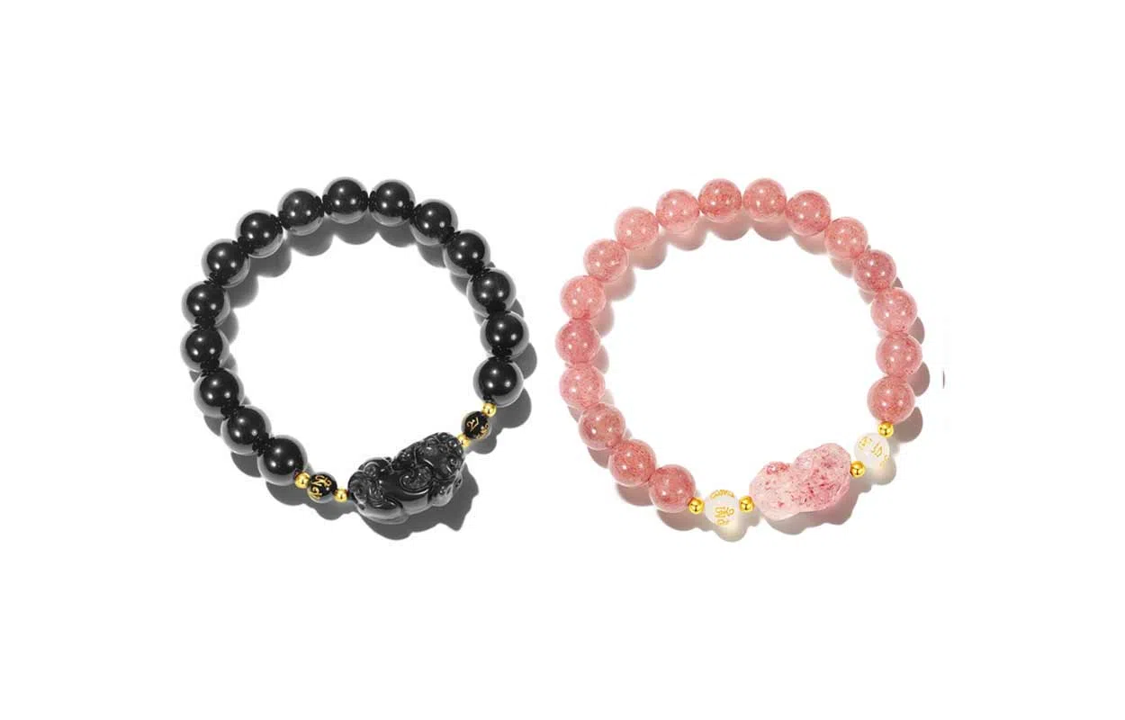 百利金 吞金兽貔貅 招财转运国潮复古新中式简约精致创意设计六字真言转运珠 琉璃 玉石手串 男女同款情侣款