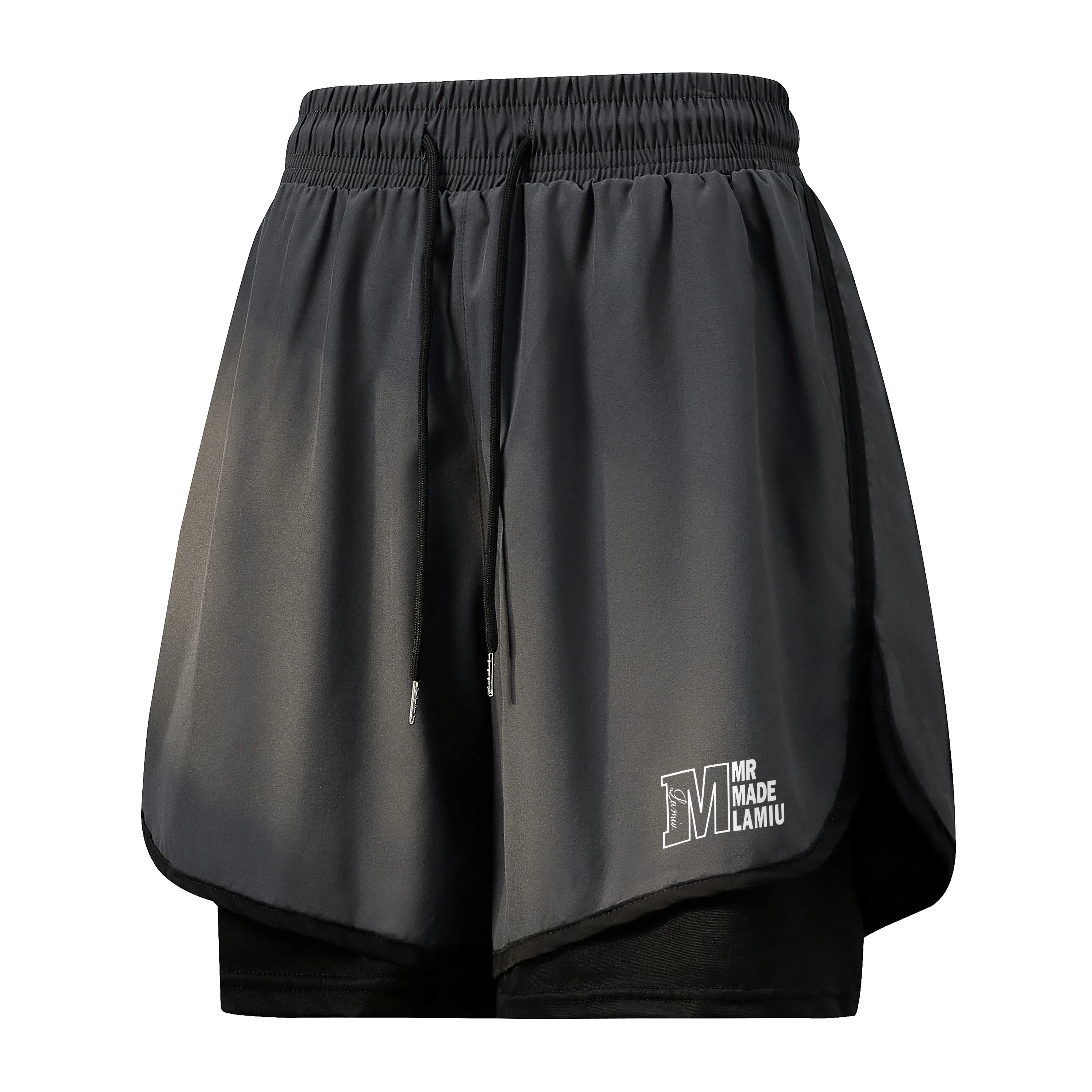 兰缪 日系纯色透气柔软户外宽松亲肤运动五分裤休闲短裤 男女同款