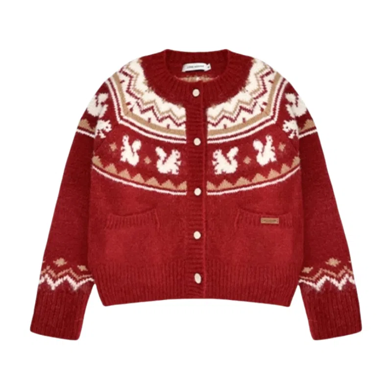 柏黛妃 加厚宽松慵懒开衫外套长袖针织衫 女款