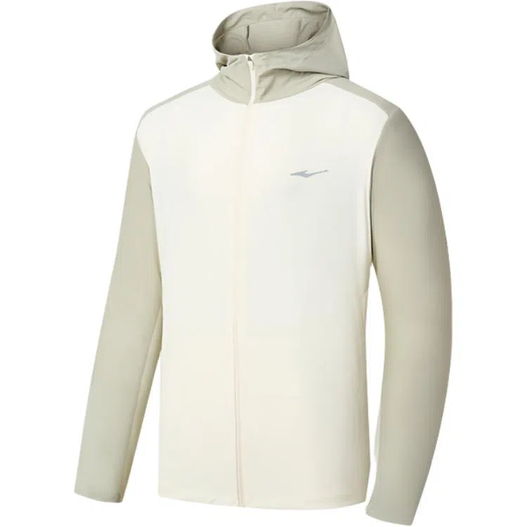 鸿星尔克 综训系列 城市户外系列 拼色拉链连帽百搭休闲 速干防晒服 男款 奶酪白