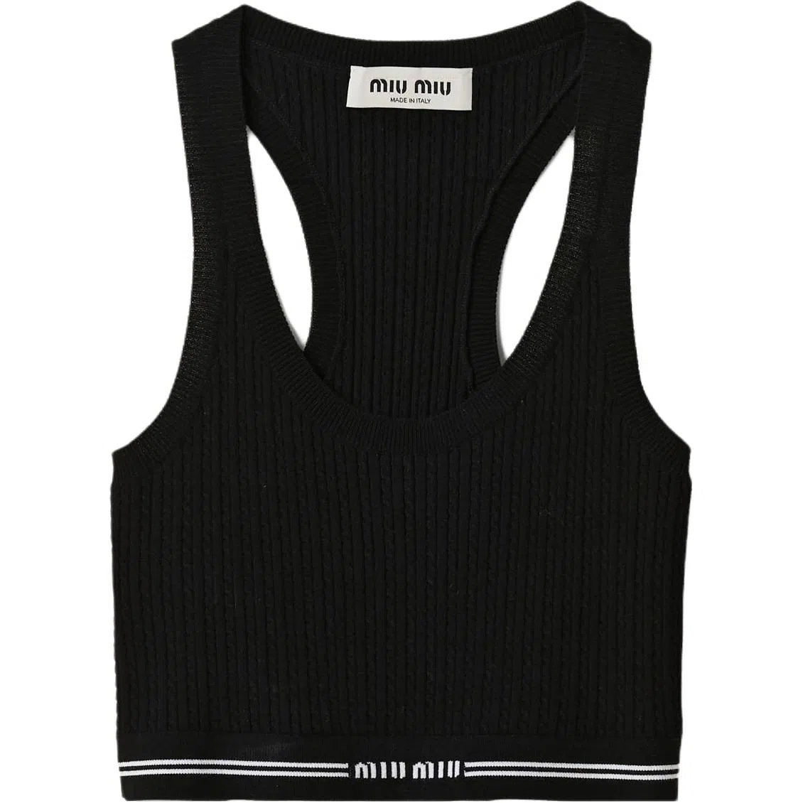 Miu Miu Logo Sleeveless Top Black