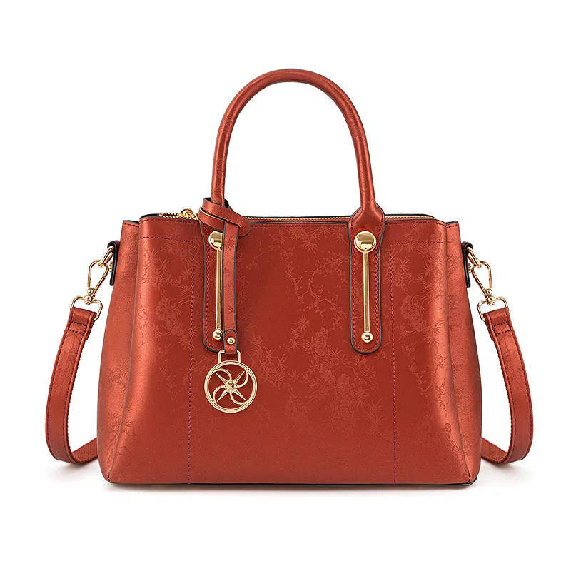 维尼奥 新中式国风提花刺绣高级感时尚气质 合成革 单肩斜挎手提包 常规 女款 红色