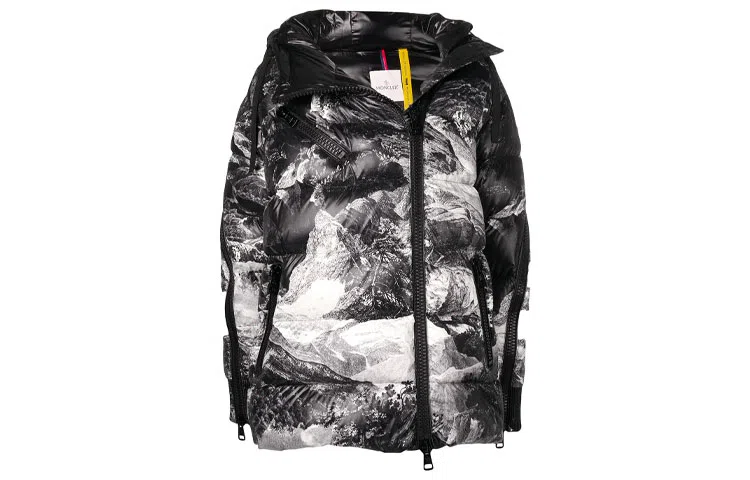 Moncler FW21 Ribbed Zip Hoodie Down Jacket Black