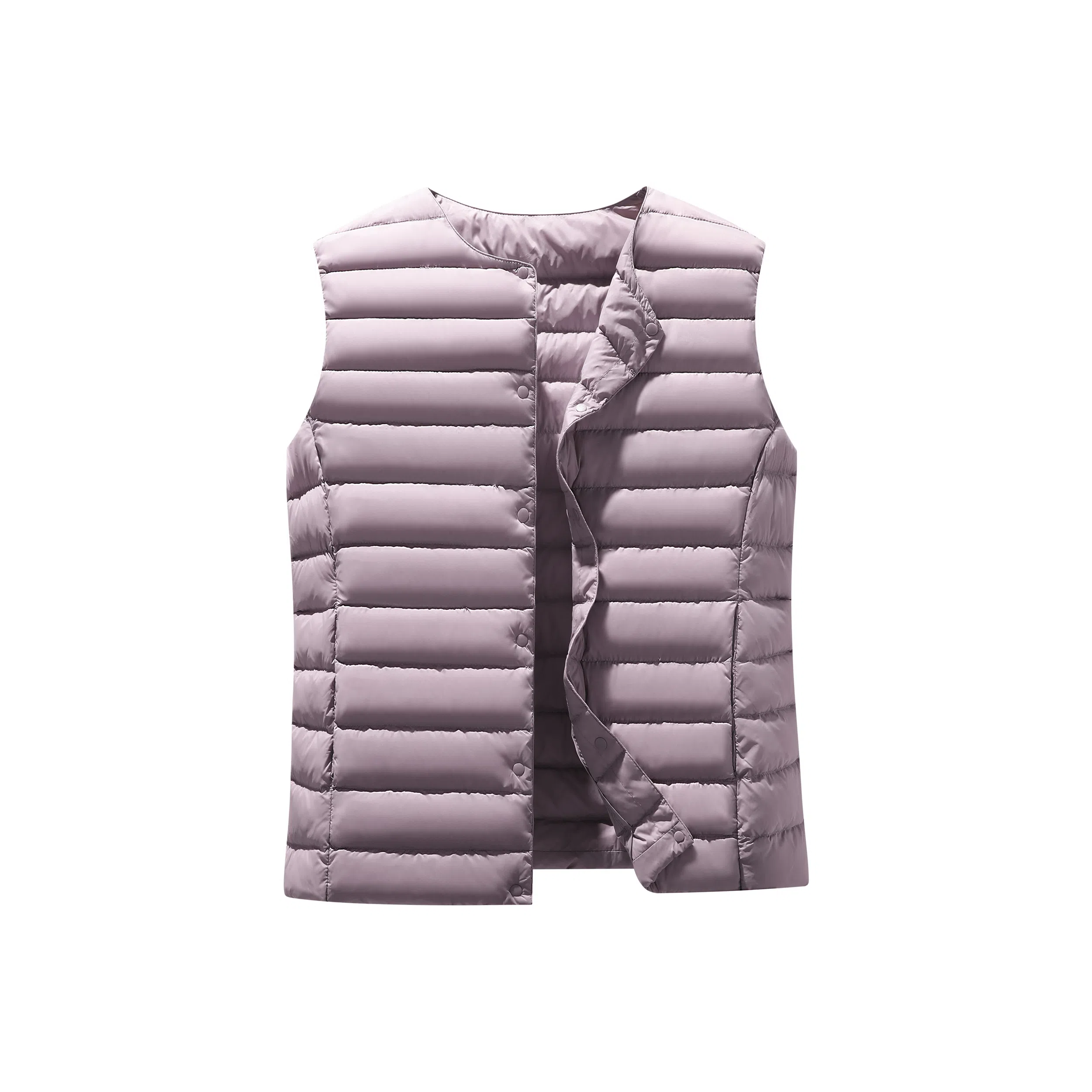 鸭鸭 纯色单排扣圆领无袖内搭外穿百搭日系极简风羽绒马甲 女款