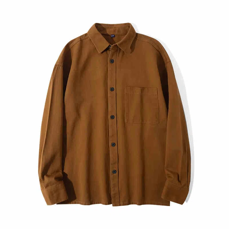 重磅基础 纯色翻领纽扣长袖衬衫 女款