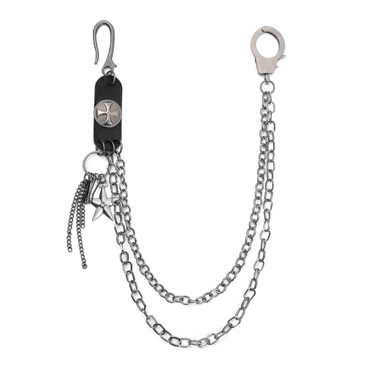 【不潮不出街】 浪莎 朋克嘻哈机车街头牛仔休闲潮搭蹦迪潮酷美式复古链条拼接 合金 裤链 男女同款情侣款