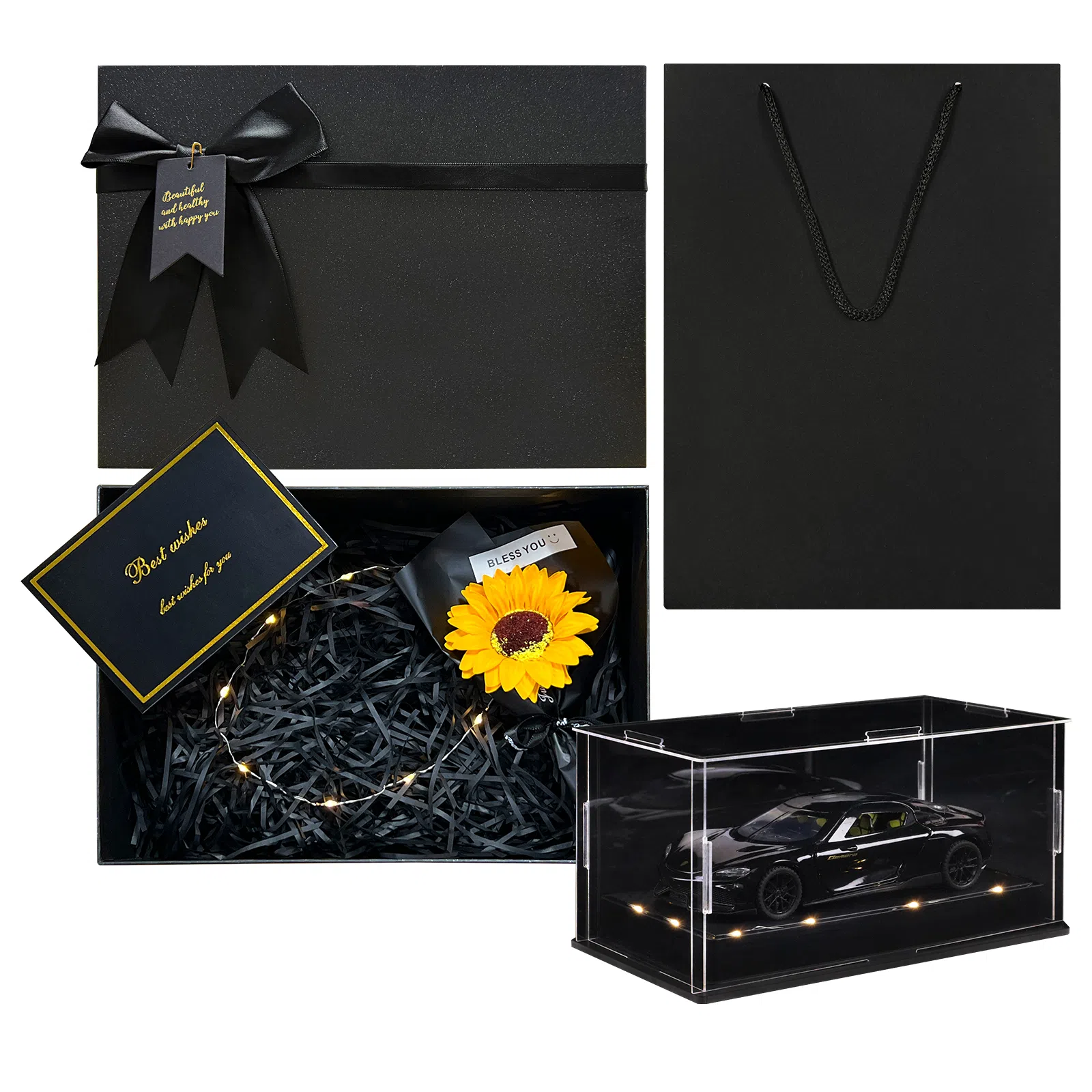 金车将 柯尼塞格 双子座 仿真合金车模 氛围感灯光展示礼盒礼袋 成品模型