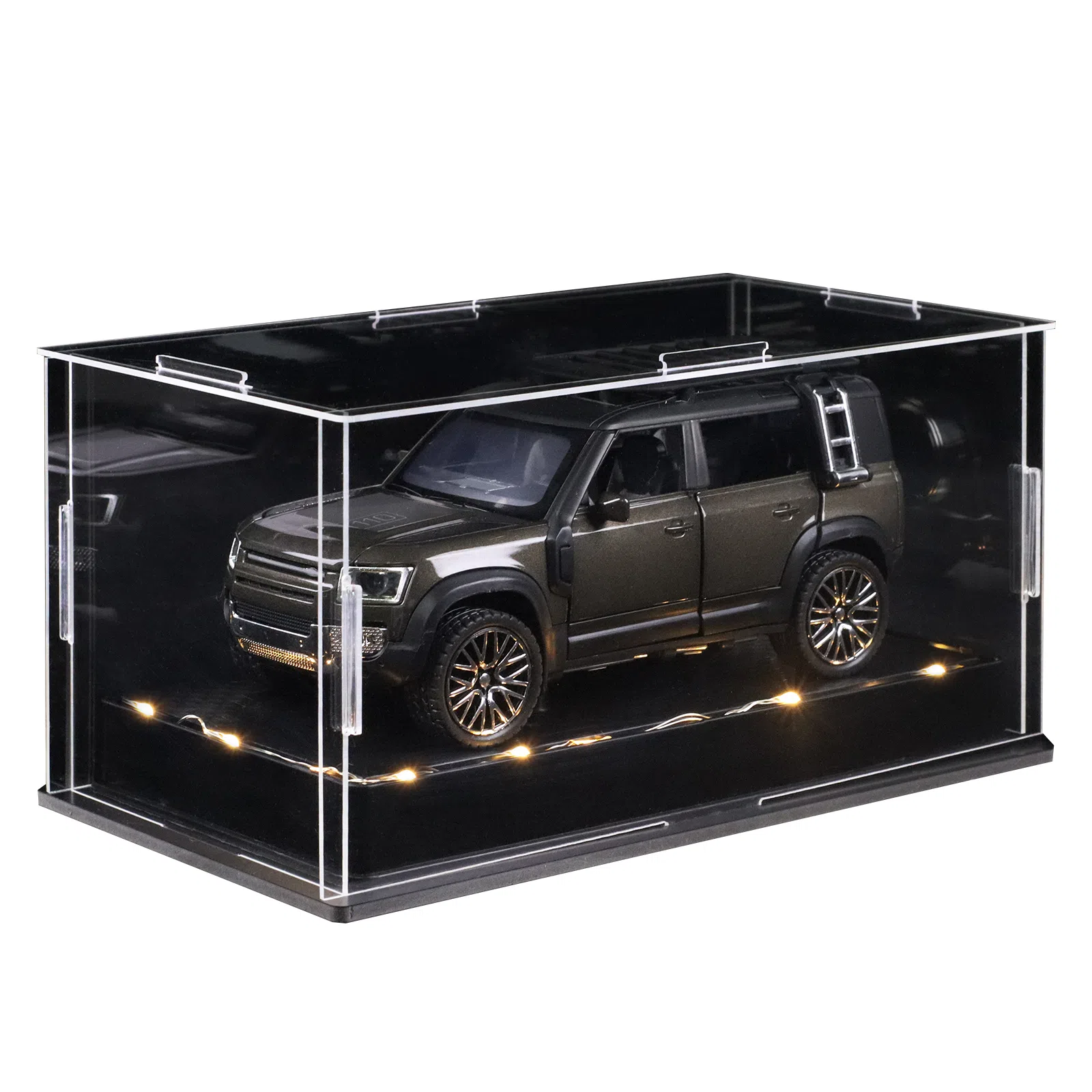 金车将 路虎卫士 合金车模 回力行驶 灯光音效 车门可开 收藏 桌面装饰 成品模型