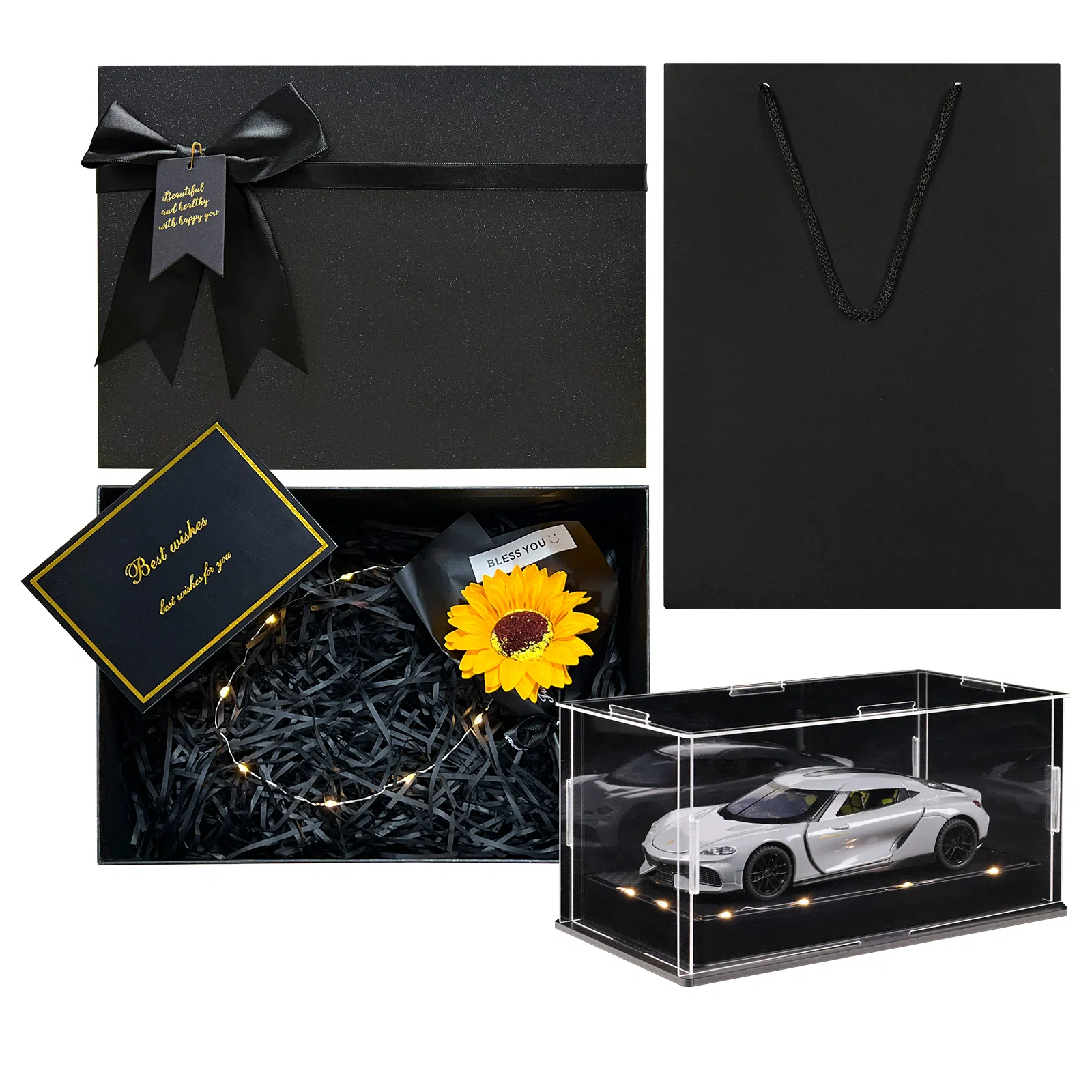 金车将 柯尼塞格 双子座 仿真合金车模 氛围感灯光展示礼盒礼袋 成品模型