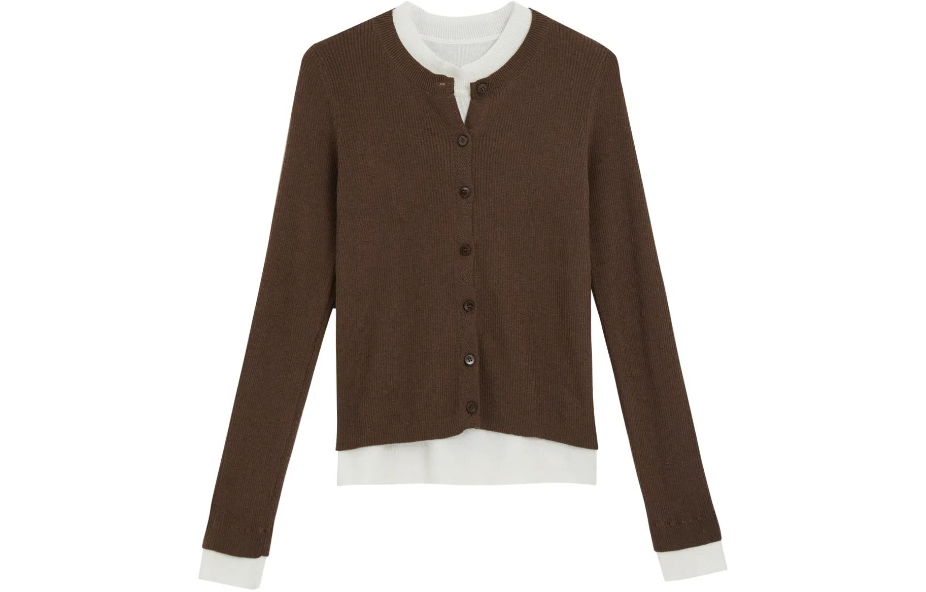 柏黛妃 撞色圆领长袖休闲直筒针织衫 女款