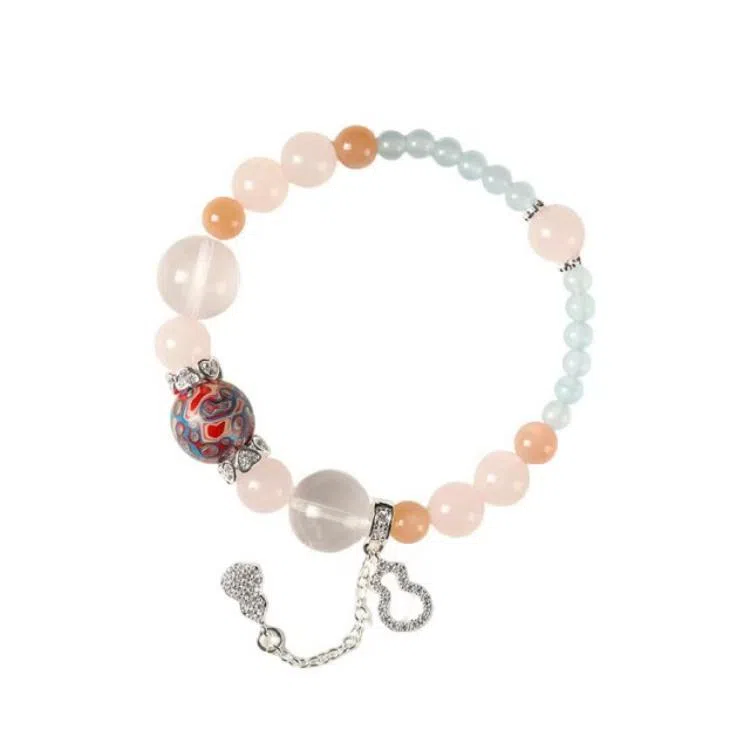 【海棠知夏】 指尖瑰宝 国潮古风小清新甜美可爱葫芦吊坠手饰顺遂平安制定发出好运连连节节高升旺桃花来福来财万事顺意天然 玉髓 手串 女款