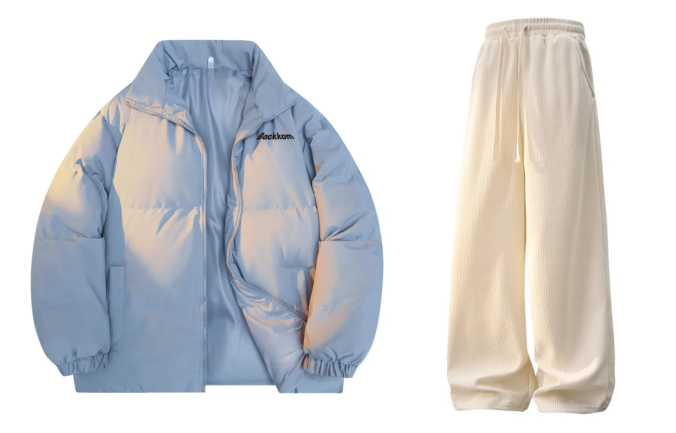 大卫贝肯 美式简约基础款立领宽松面包棉服宽松百搭灯芯绒长裤休闲运动套装 男女同款