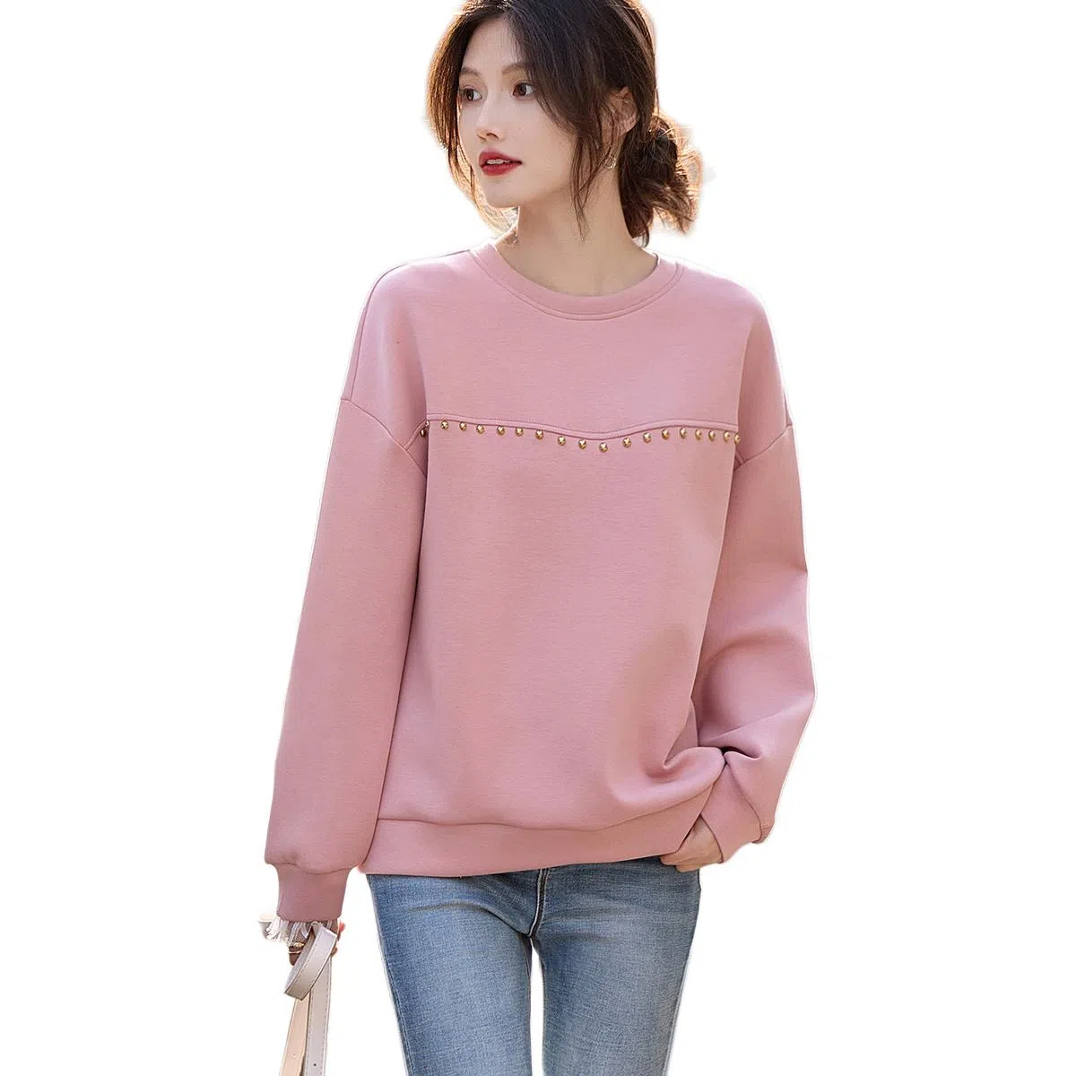 【dme】 套头圆领宽松长袖卫衣 女款