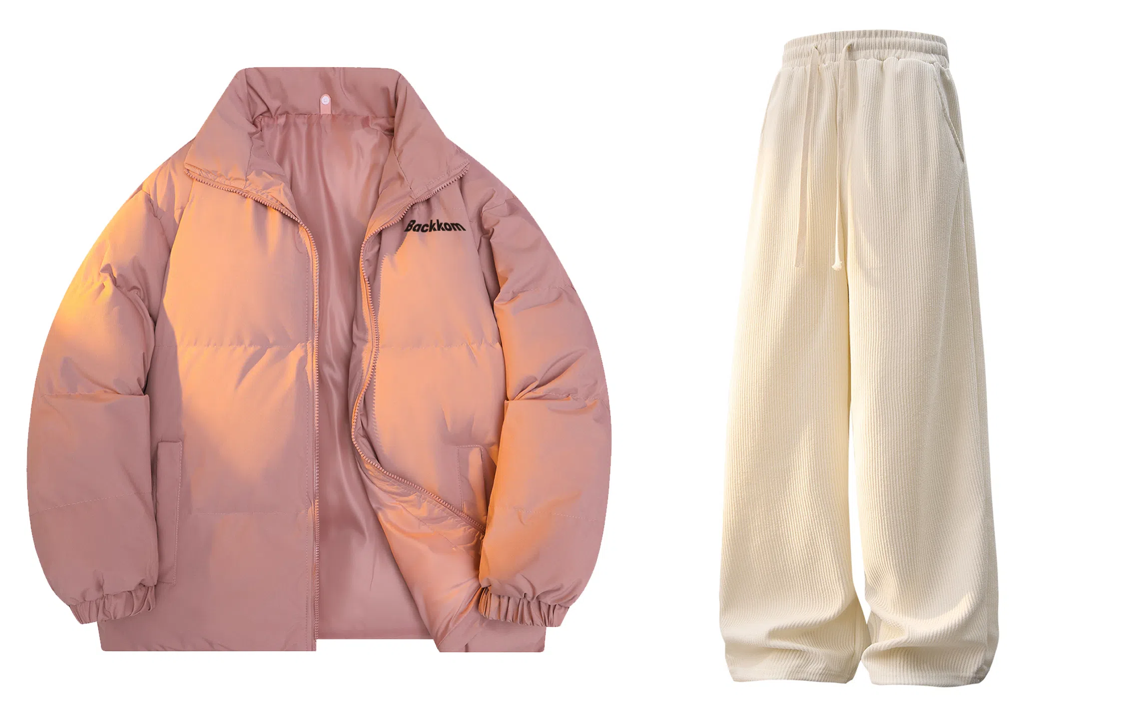 大卫贝肯 美式简约基础款立领宽松面包棉服宽松百搭灯芯绒长裤休闲运动套装 男女同款