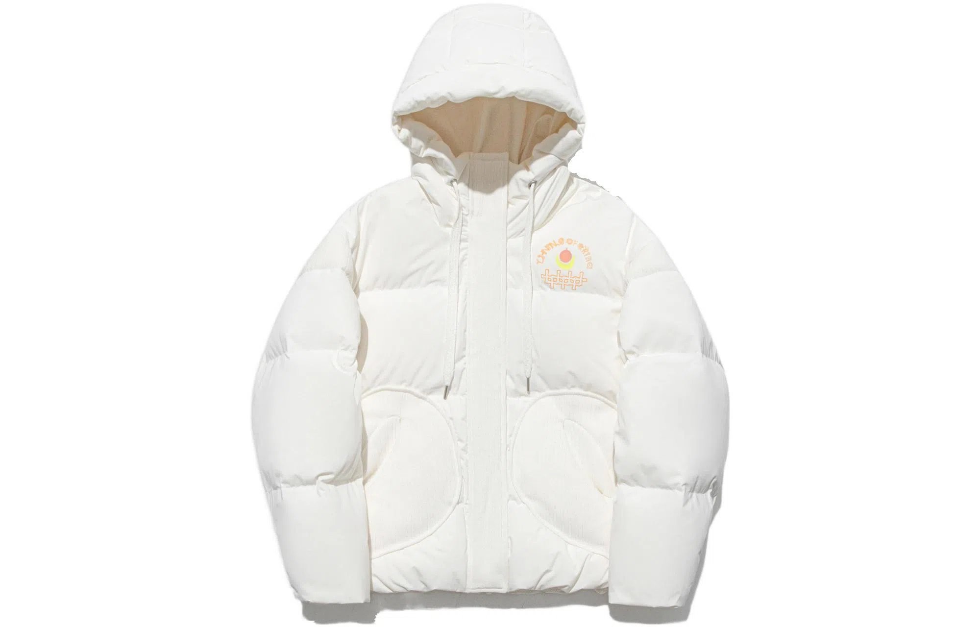 中国李宁 纯色拉链连帽长袖羽绒服 女款 乳白色