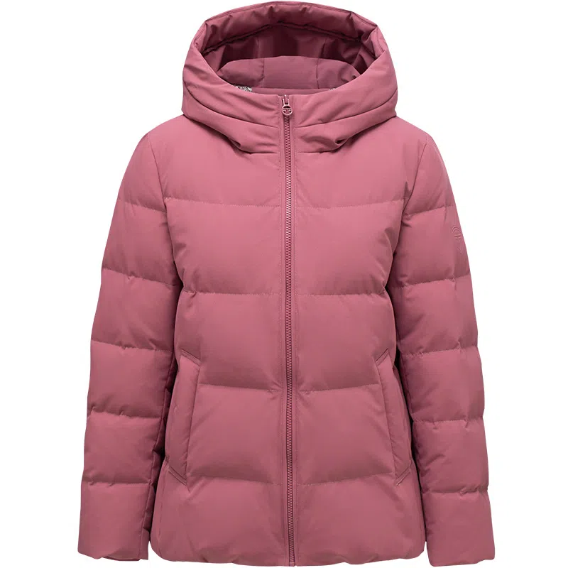 坦博尔 纯色连帽拉链短款羽绒服 女款