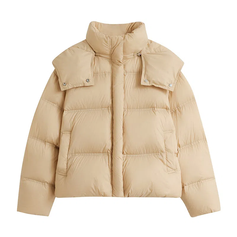 茵曼 休闲简约连帽面包羽绒服 女款