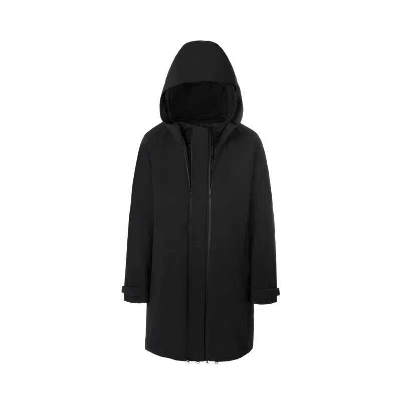 波司登 纯色三合一连帽立领中长款羽绒服外套 女款 白桦色