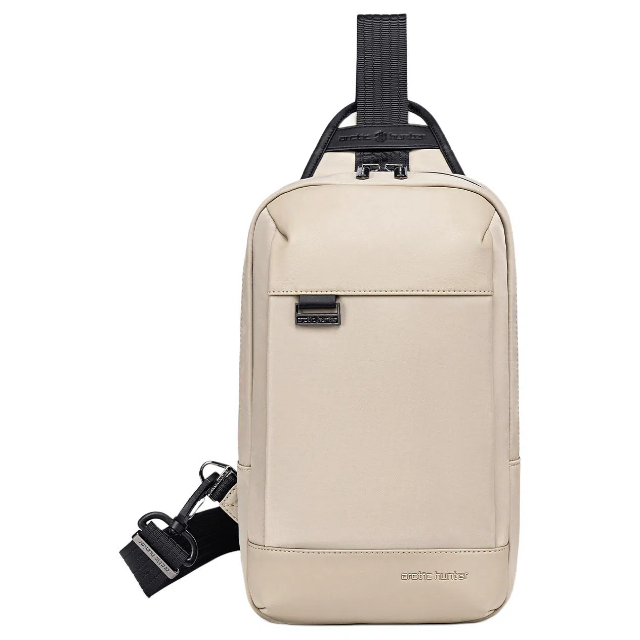 北极猎人 潮酷有型商务上班通勤时尚简约风 尼龙 胸包 男款 黑色/卡其色