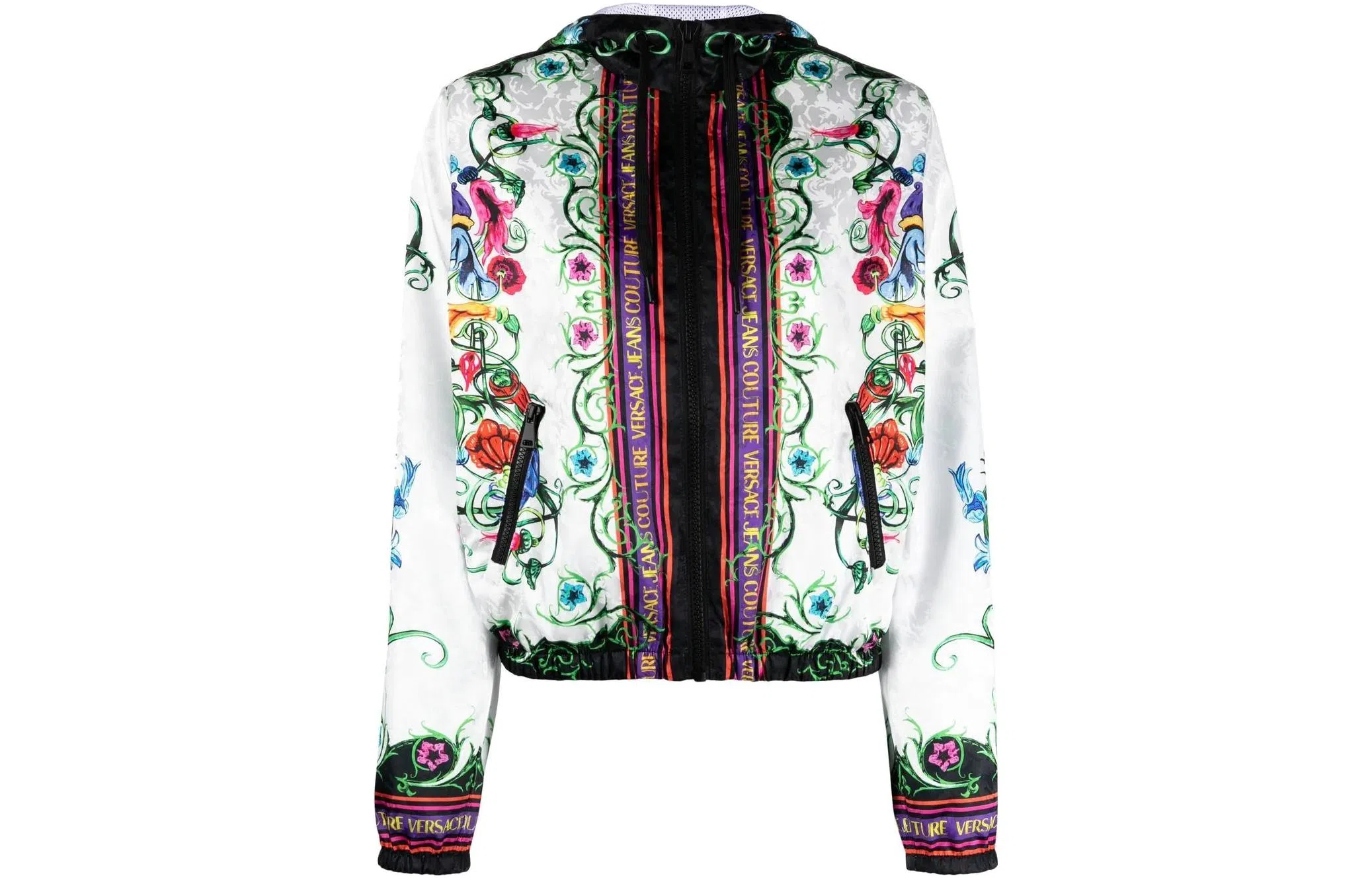 Versace Jeans Couture SS23 Floral Hooded Bomber Jacket White
