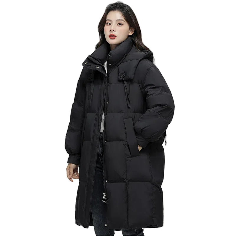 雅鹿 中长款长袖宽松面包羽绒服 女款