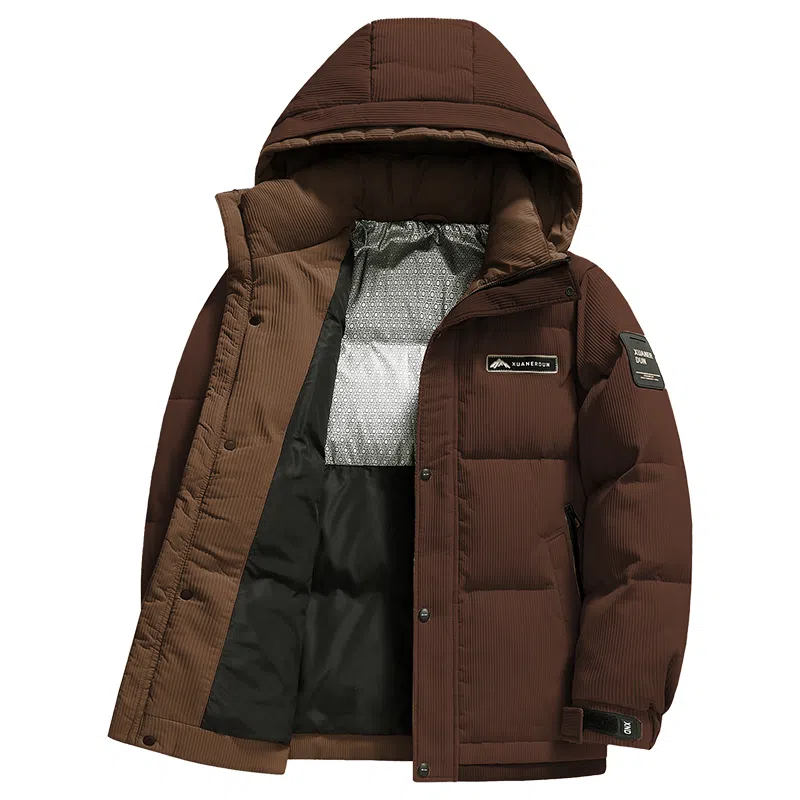 雅鹿 中长款纯色连帽简约舒适通勤时尚羽绒服 男女同款