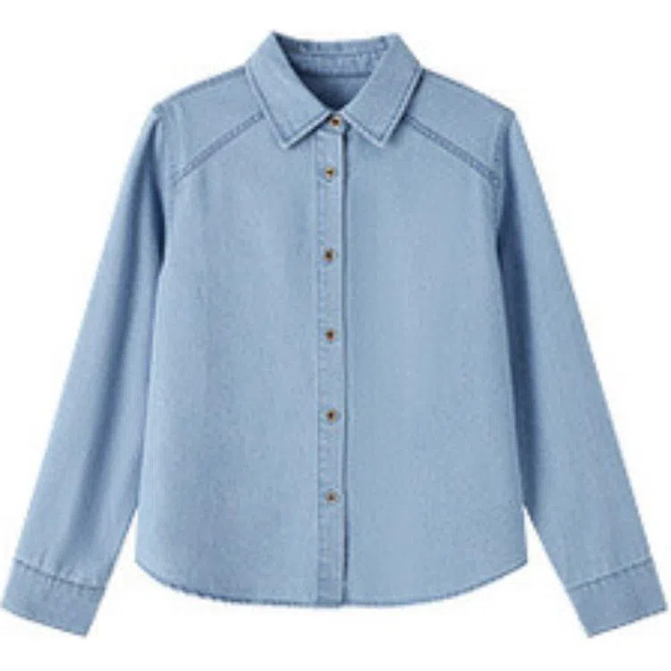 【dme】 纯色通勤长袖衬衫 女款 浅牛仔蓝