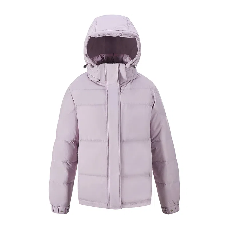 雅鹿 短款可拆卸连帽保暖纯色羽绒服 女款