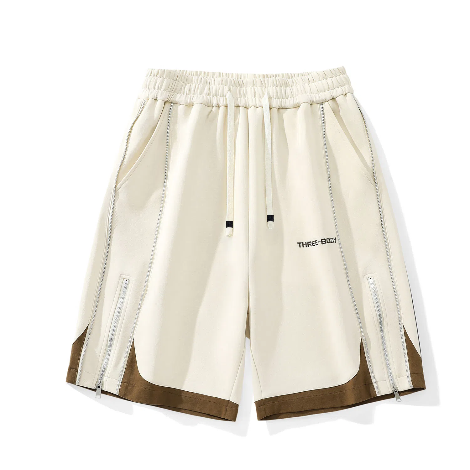 三体 拼接撞色时尚百搭宽松街头运动篮球裤美式高街潮流时尚百搭舒适不过膝五分裤无性别穿搭潮牌街头休闲短裤 男女同款