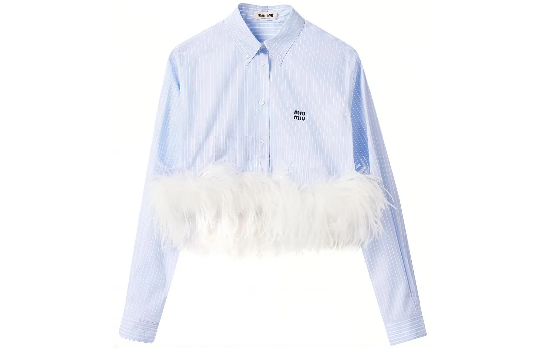Miu Miu SS24 Striped Feather Hem Shirt