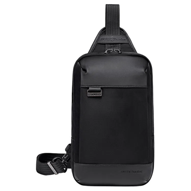 北极猎人 潮酷有型商务上班通勤时尚简约风 尼龙 胸包 男款 黑色/卡其色