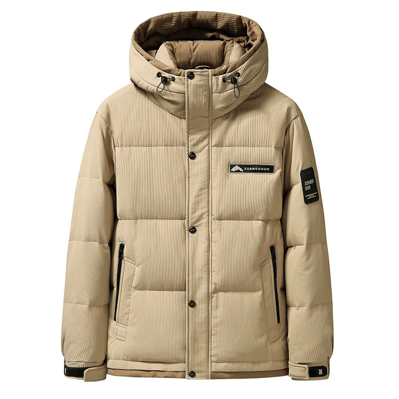 雅鹿 中长款纯色连帽简约舒适通勤时尚羽绒服 男女同款