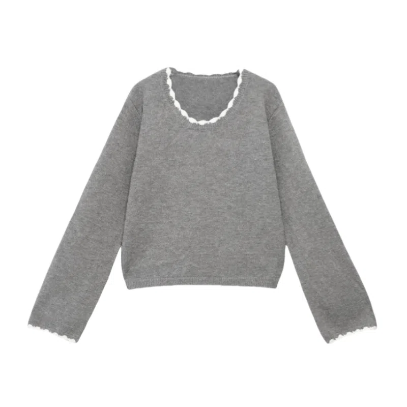 Bodafei Ribbed Knit Top Gray