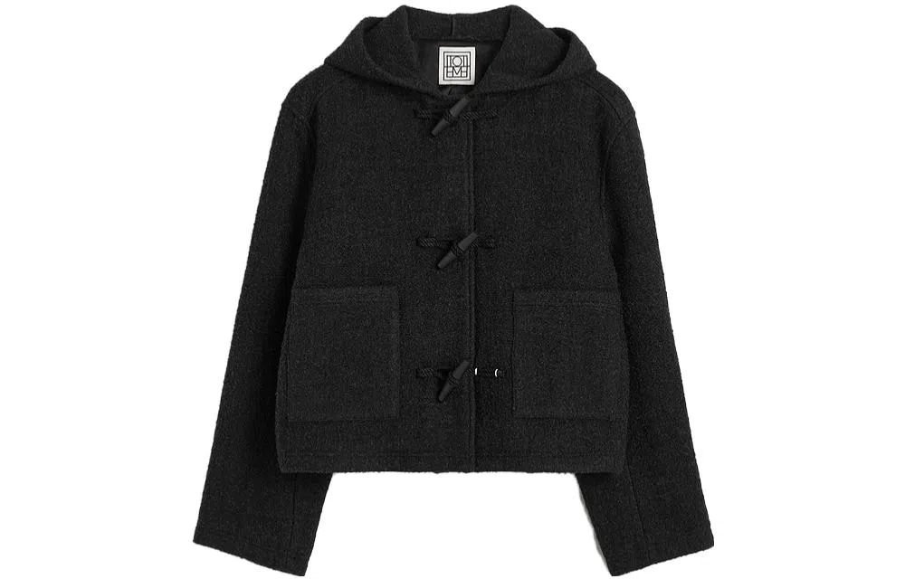 TOTEME Single-Breasted Hooded Jacket Deep Grey