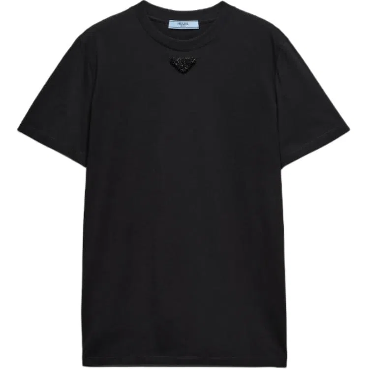 Prada Logo Embroidered T-Shirt Black