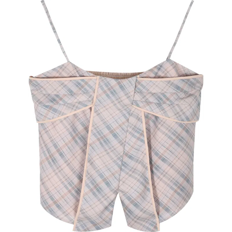 谜秀 时尚格子简约舒适吊带 女款 紫色