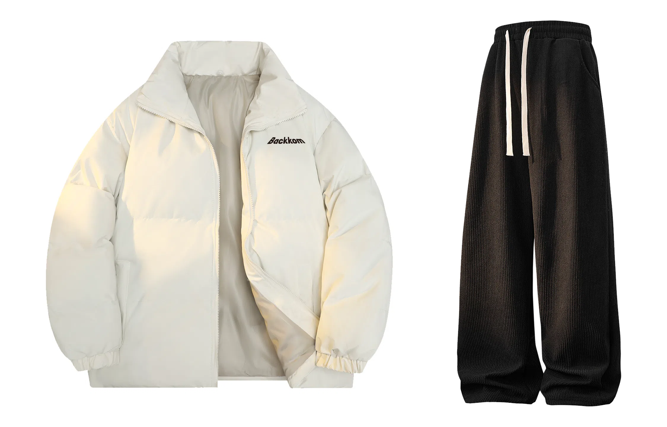 大卫贝肯 美式简约基础款立领宽松面包棉服宽松百搭灯芯绒长裤休闲运动套装 男女同款