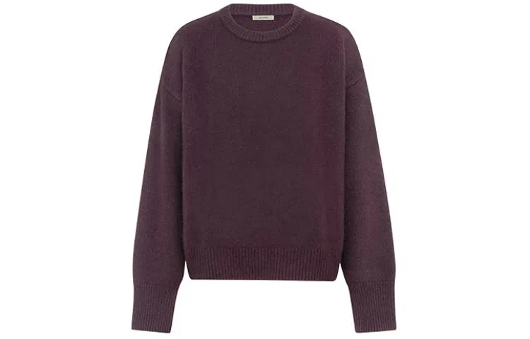 美洋 宽松纯色圆领长袖针织衫 女款 紫色