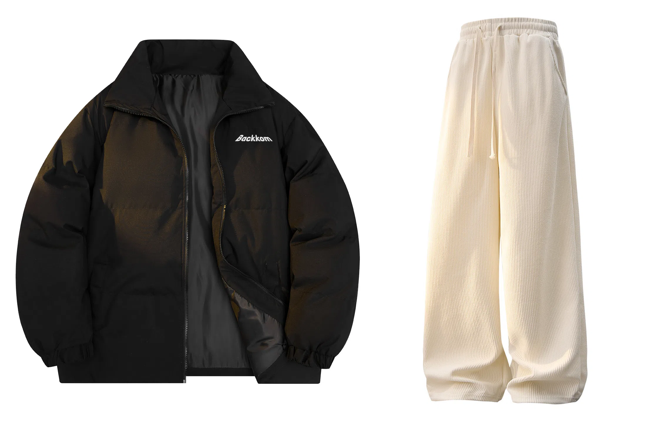 大卫贝肯 美式简约基础款立领宽松面包棉服宽松百搭灯芯绒长裤休闲运动套装 男女同款