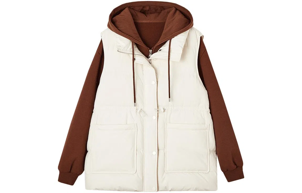 【dme】 纯色宽松拉链长袖外套羽绒服 女款 奶咖色