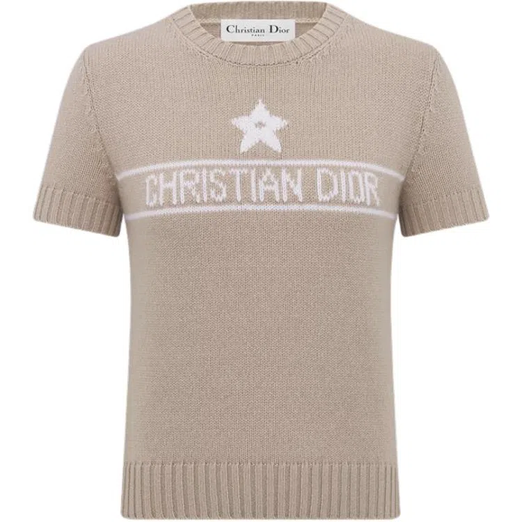 DIOR SS25 Embroidered Cashmere Sweater Khaki