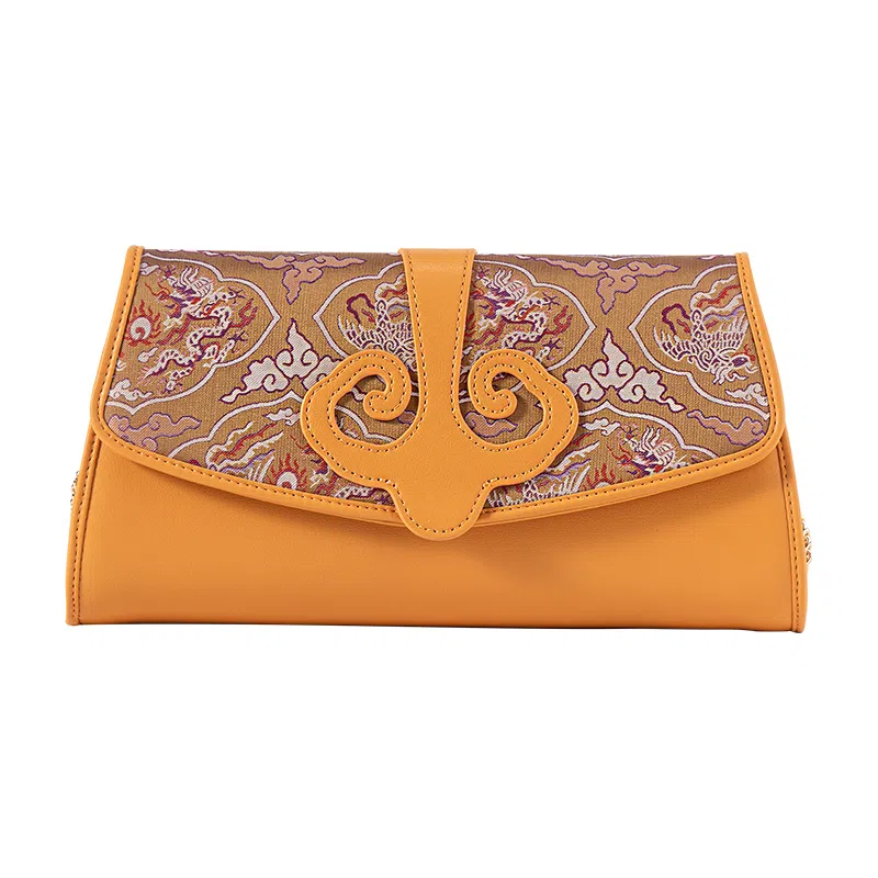 上海故事 新中式国风宋锦高级 手拿包 桑蚕丝 常规 女款 阳光橙