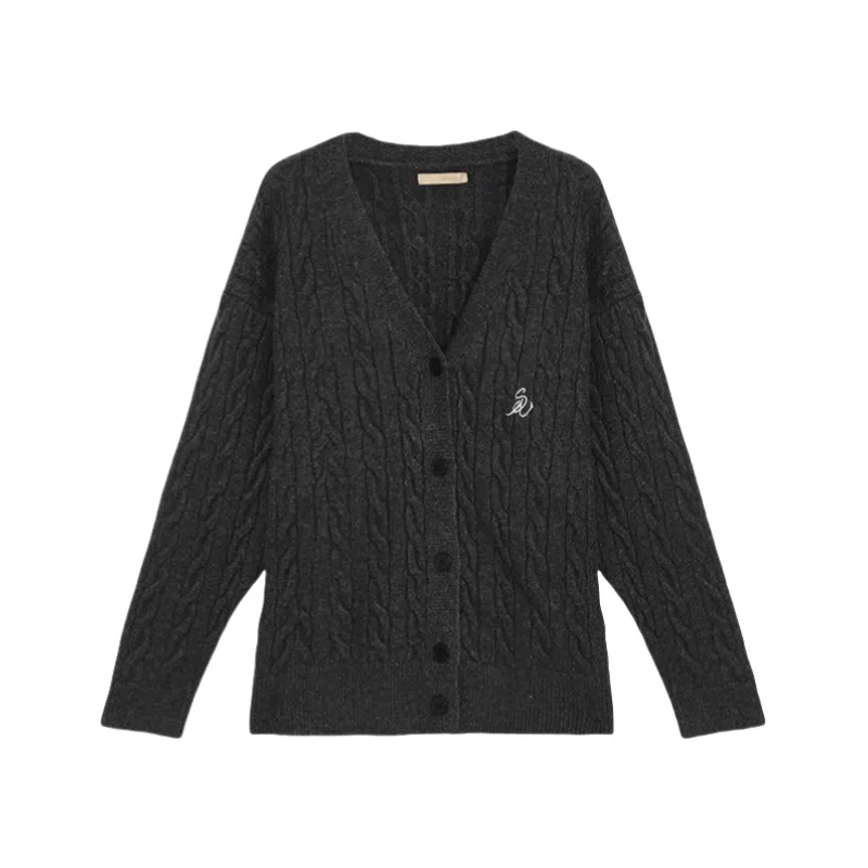 Bodafee V-Neck Knit Sweater Black Grey