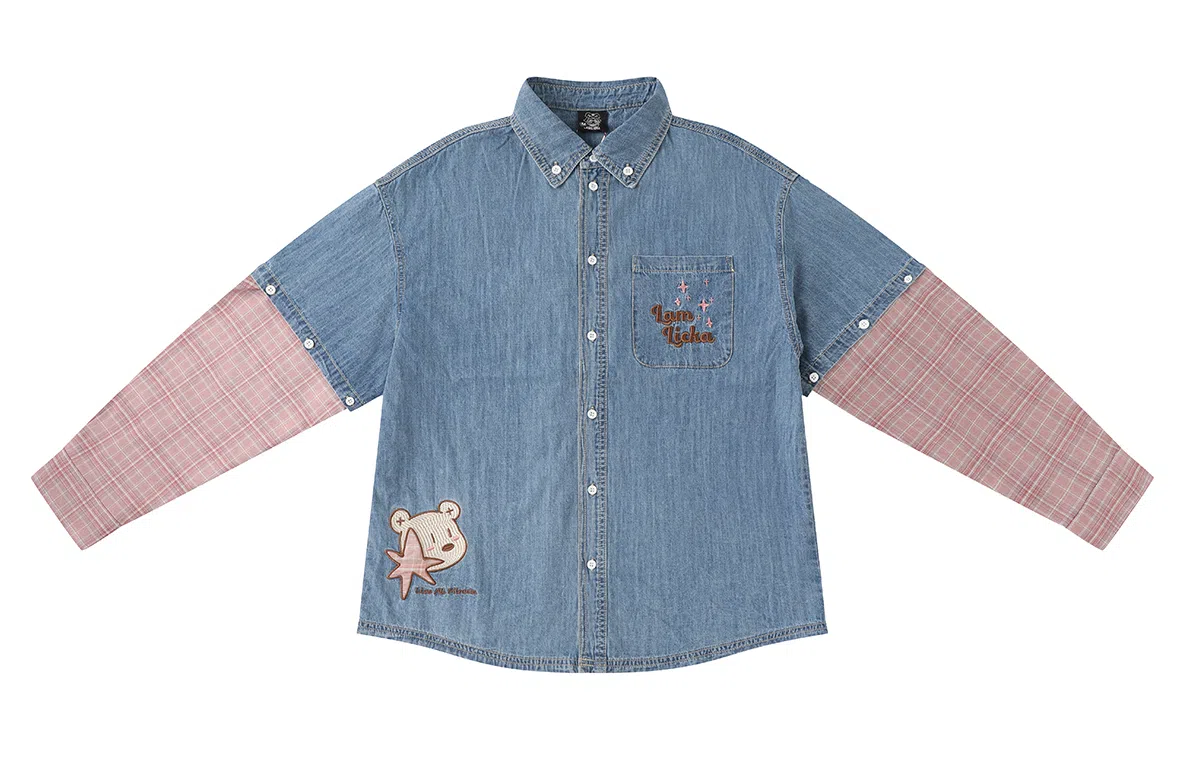 LAMLICKA Denim Short Sleeve Shirt Blue